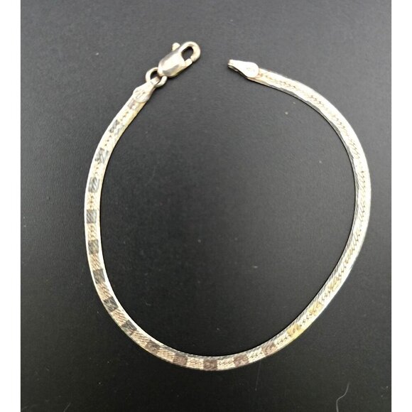 Vior 925 Sterling Silver Vntg Snake Chain Bracelet With Lobster Clasp Italy - Picture 2 of 10